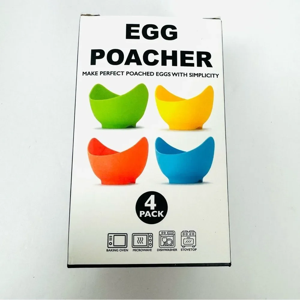 4 pack Non-Stick Silicone Egg Cookers with 1 Oil Brush NEW